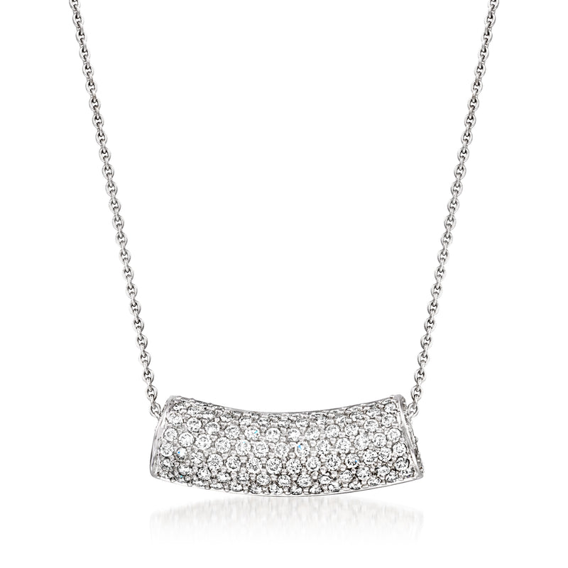 Diamond barrel pendant necklace in white gold
