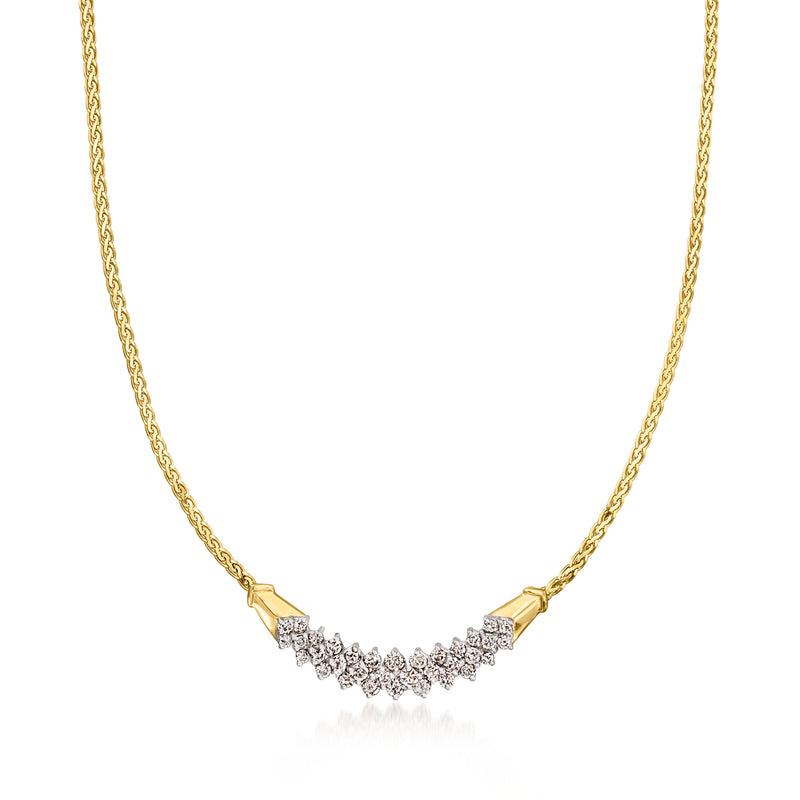 14kt yellow gold necklace with diamond center-station and linked chain