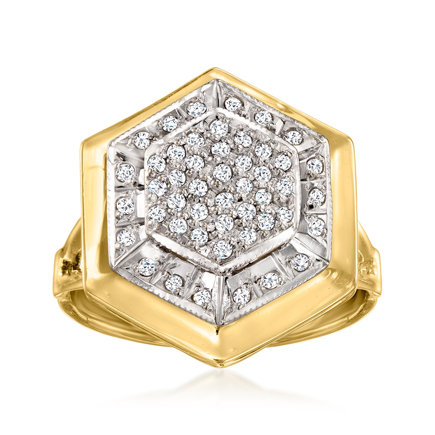 C. 1980 Vintage .50 ct. t.w. Diamond Geometric Ring in 18kt Yellow Gold