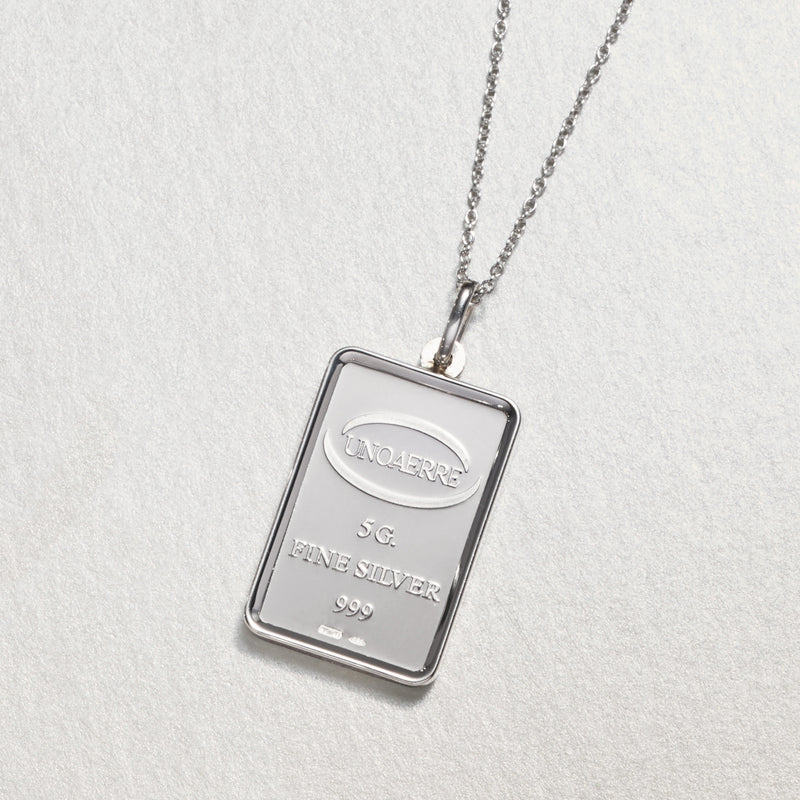 Sterling silver rectangular 5G fine silver pendant on chain