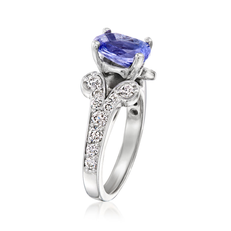 Vintage tanzanite ring with diamond accents in white gold