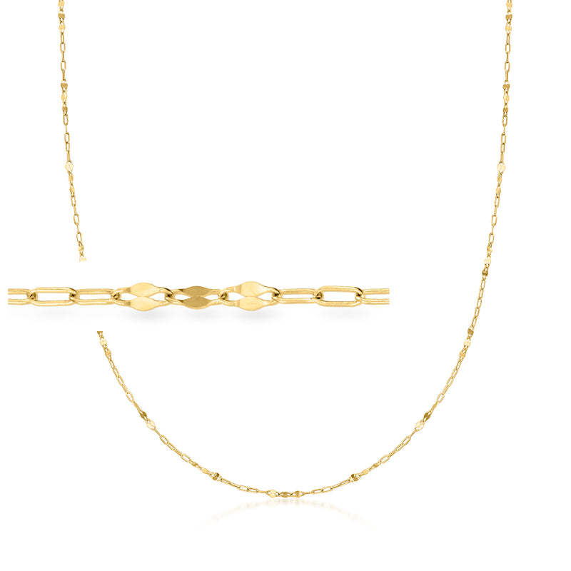 10kt yellow gold necklace with alternating lumachina and paper-clip links