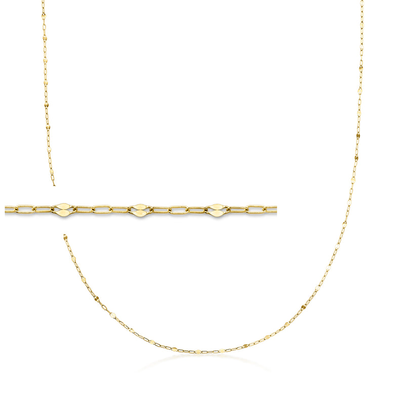 10kt yellow gold paper clip link necklace with fine chain links