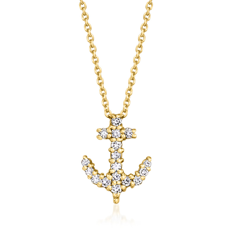 Vintage Roberto Coin diamond anchor necklace in 18kt yellow gold