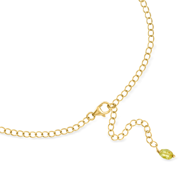 Gold over sterling necklace with multi-color gem beads and lobster clasp
