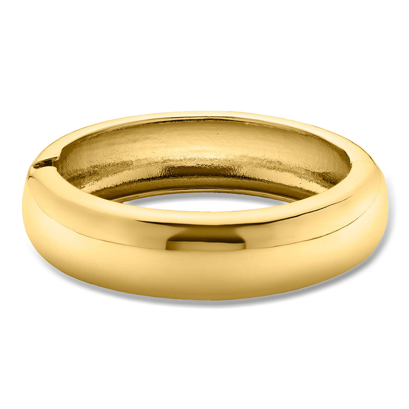 Yellow gold-plated rounded bangle bracelet with smooth oval profile