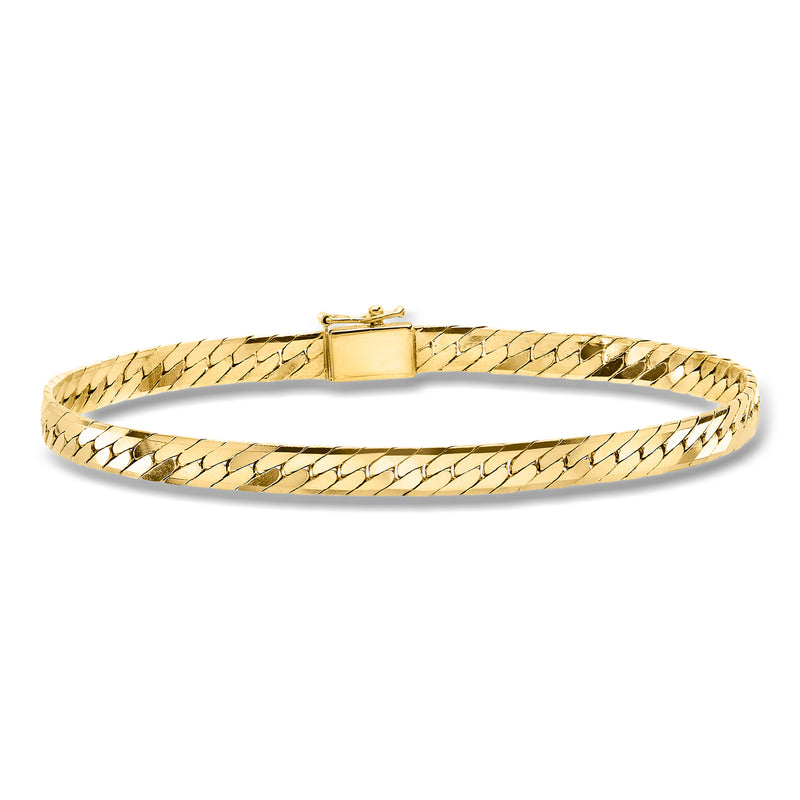 Vintage yellow gold fancy-chain bracelet with rectangular clasp, hinged link pattern
