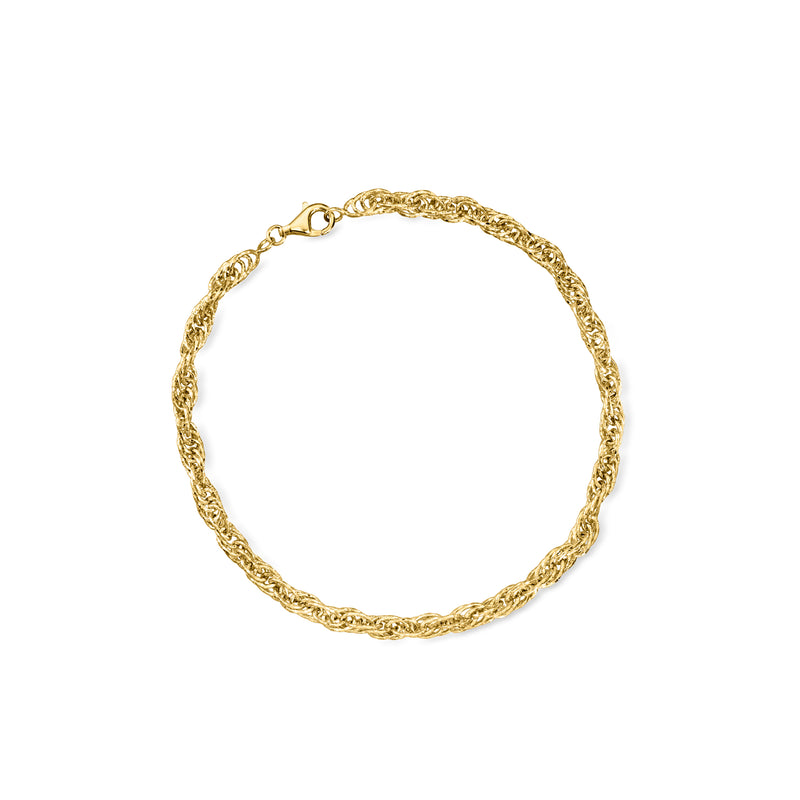 Gold over sterling singapore-chain anklet with small circular clasp