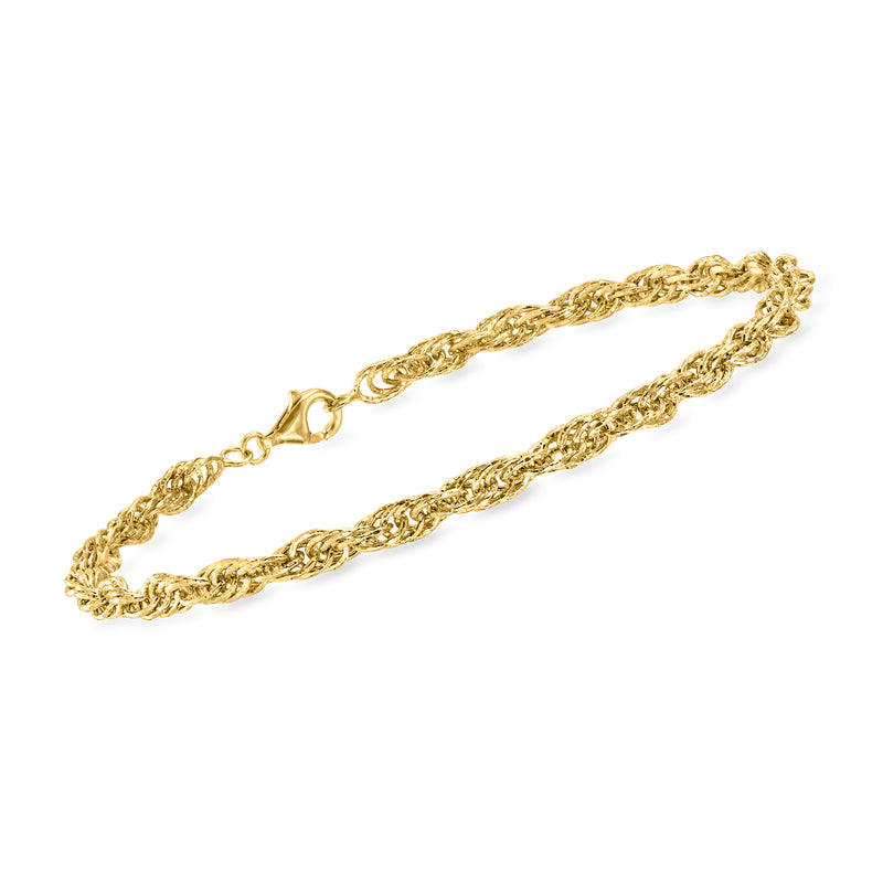 Gold over sterling singapore-chain anklet, link detail and clasp view
