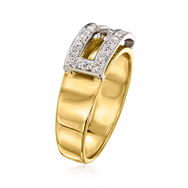 Vintage 14kt yellow gold diamond ring with U-shaped diamond-set top