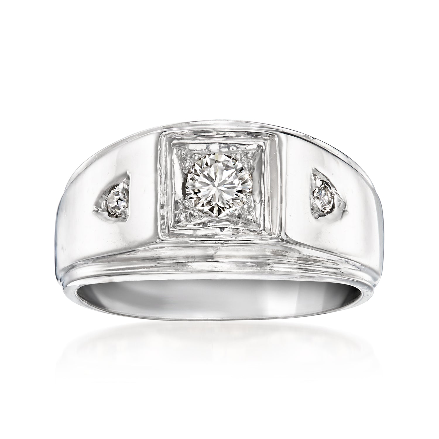 C 1970 Vintage 36 ct tw Diamond Ring in 14kt White Gold