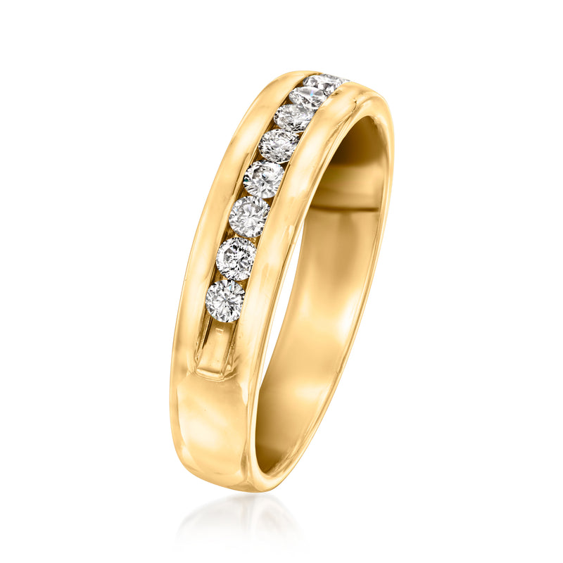 Vintage 14kt yellow gold channel-set diamond ring with round stones