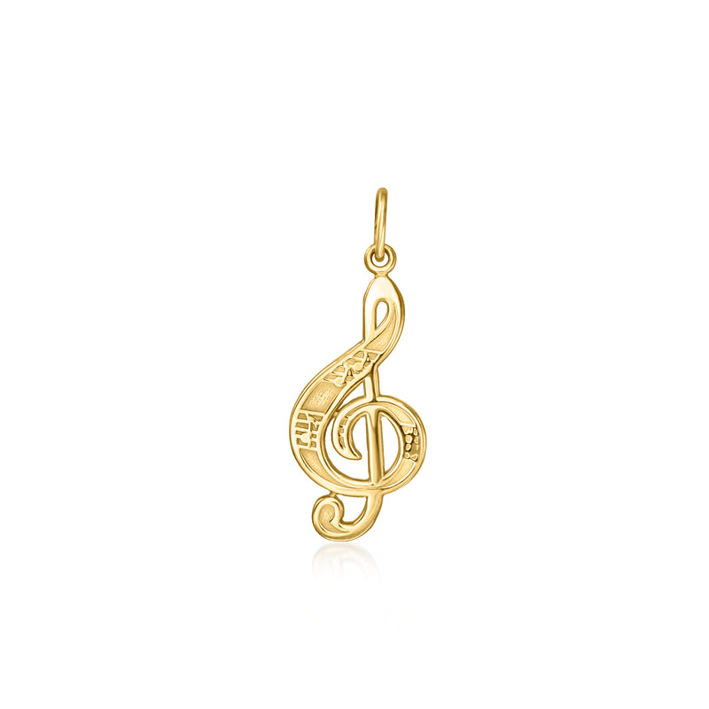 10kt yellow gold treble clef charm with loop bail