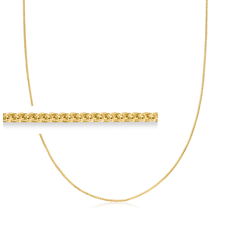 Yellow gold wheat-chain necklace with delicate interlinked links