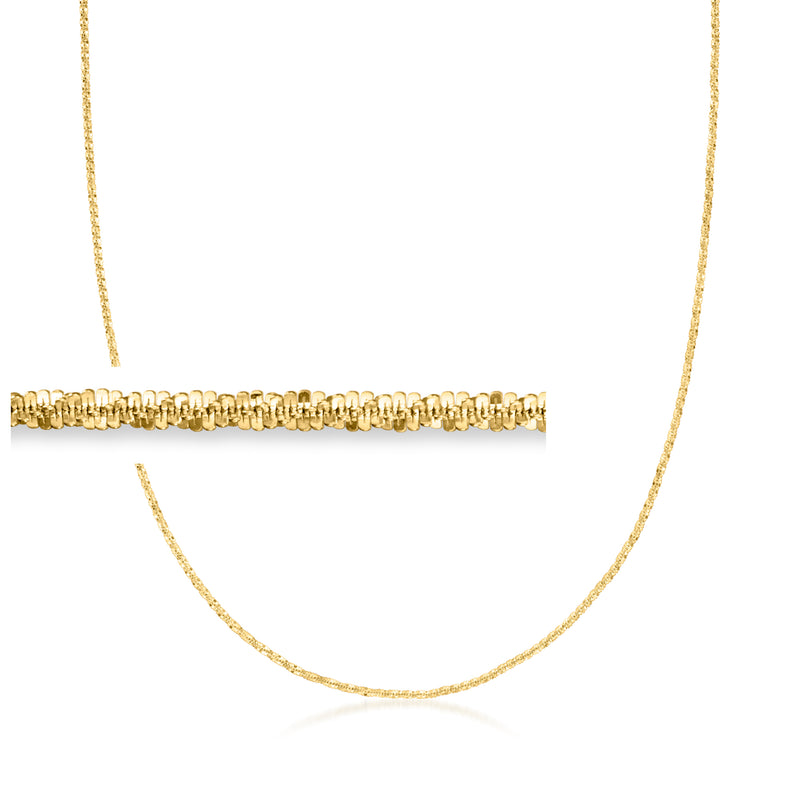 10kt yellow gold adjustable sparkle-chain necklace with fine link chain