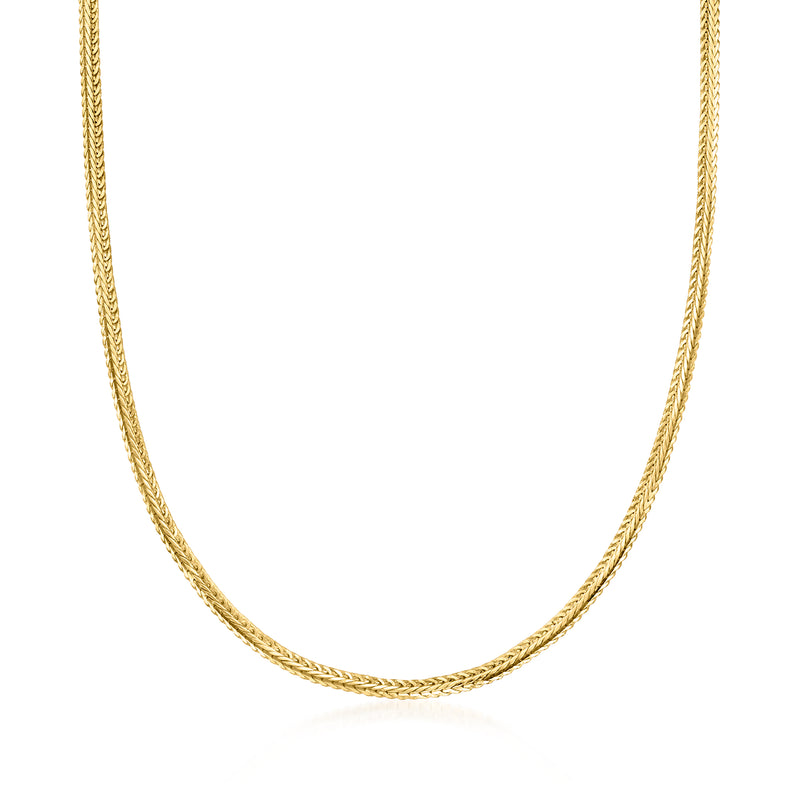 Vintage 14kt yellow gold wheat-chain necklace, flat links