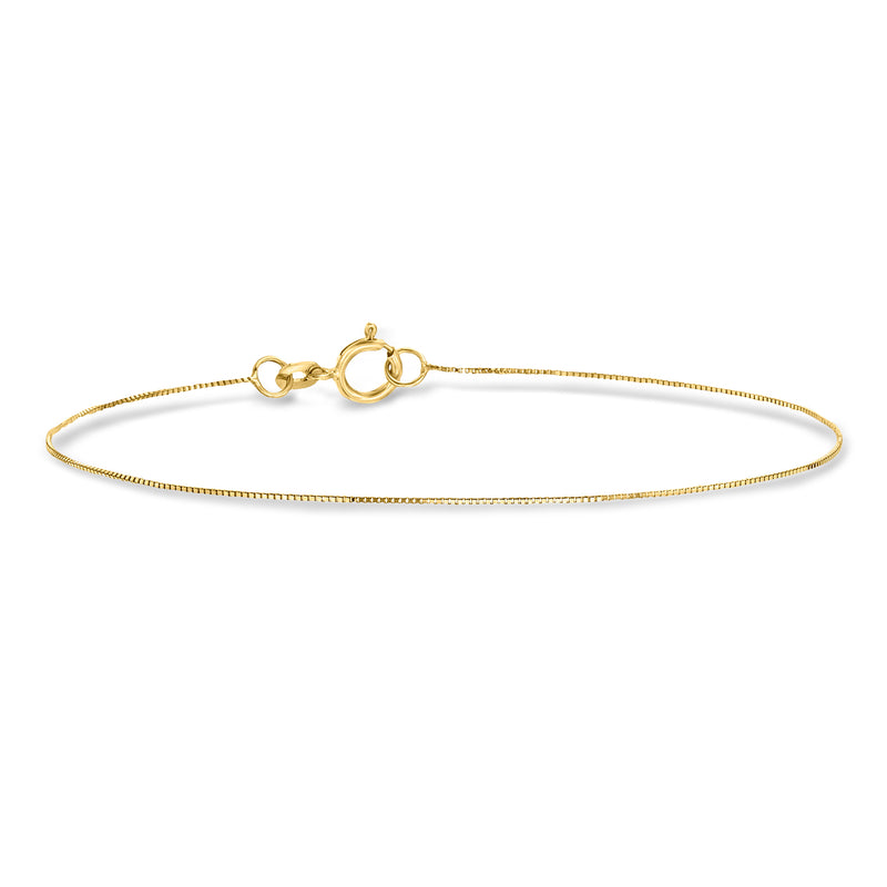 Yellow gold box-chain bracelet with lobster clasp and small link detailing