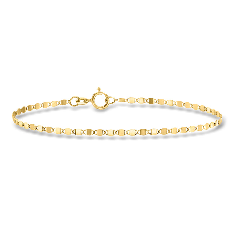 Yellow gold mirror-link bracelet with lobster clasp and circular links
