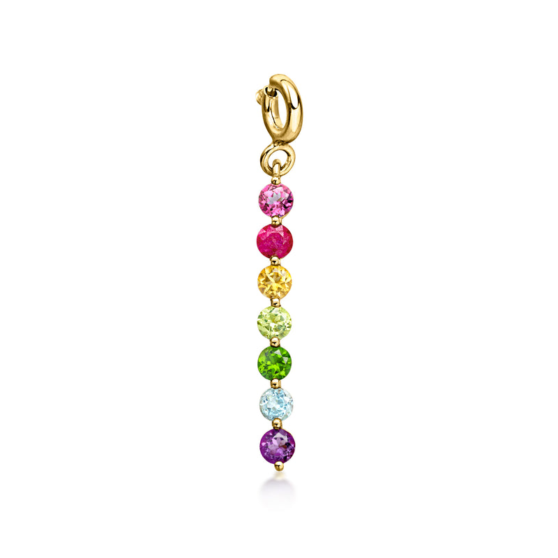Gold over sterling charm with vertical rainbow gemstone drops and loop bail
