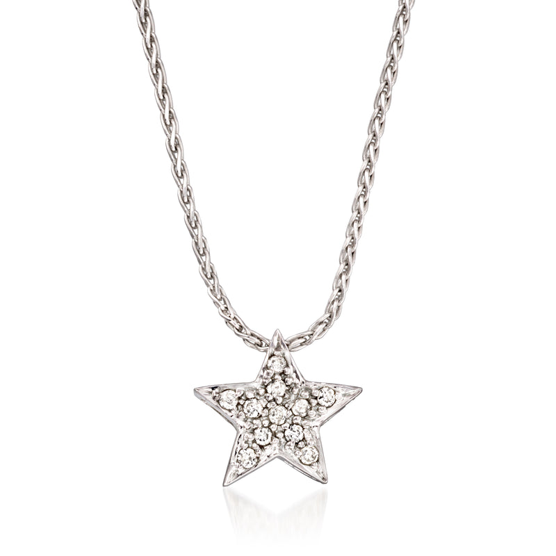 Diamond star pendant necklace in white gold