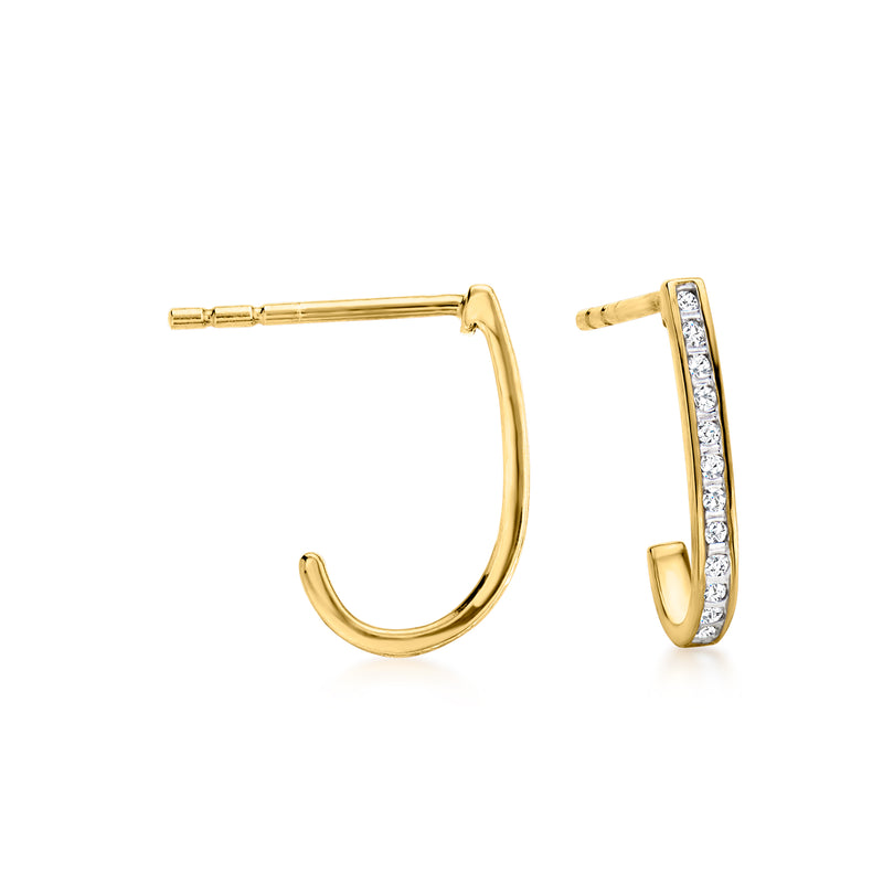 Diamond curved drop earrings in 18kt gold over sterling