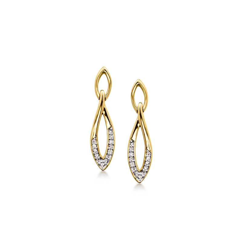 Diamond teardrop drop earrings in gold-tone metal