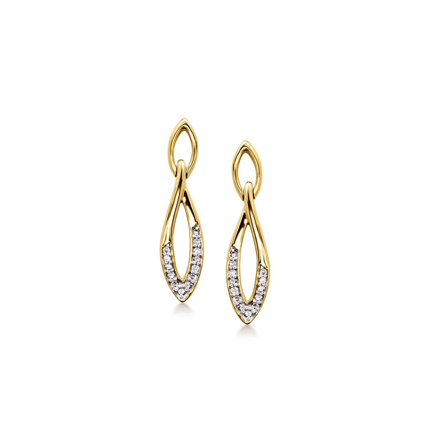 Diamond Teardrop Earrings in 18kt Gold Over Sterling