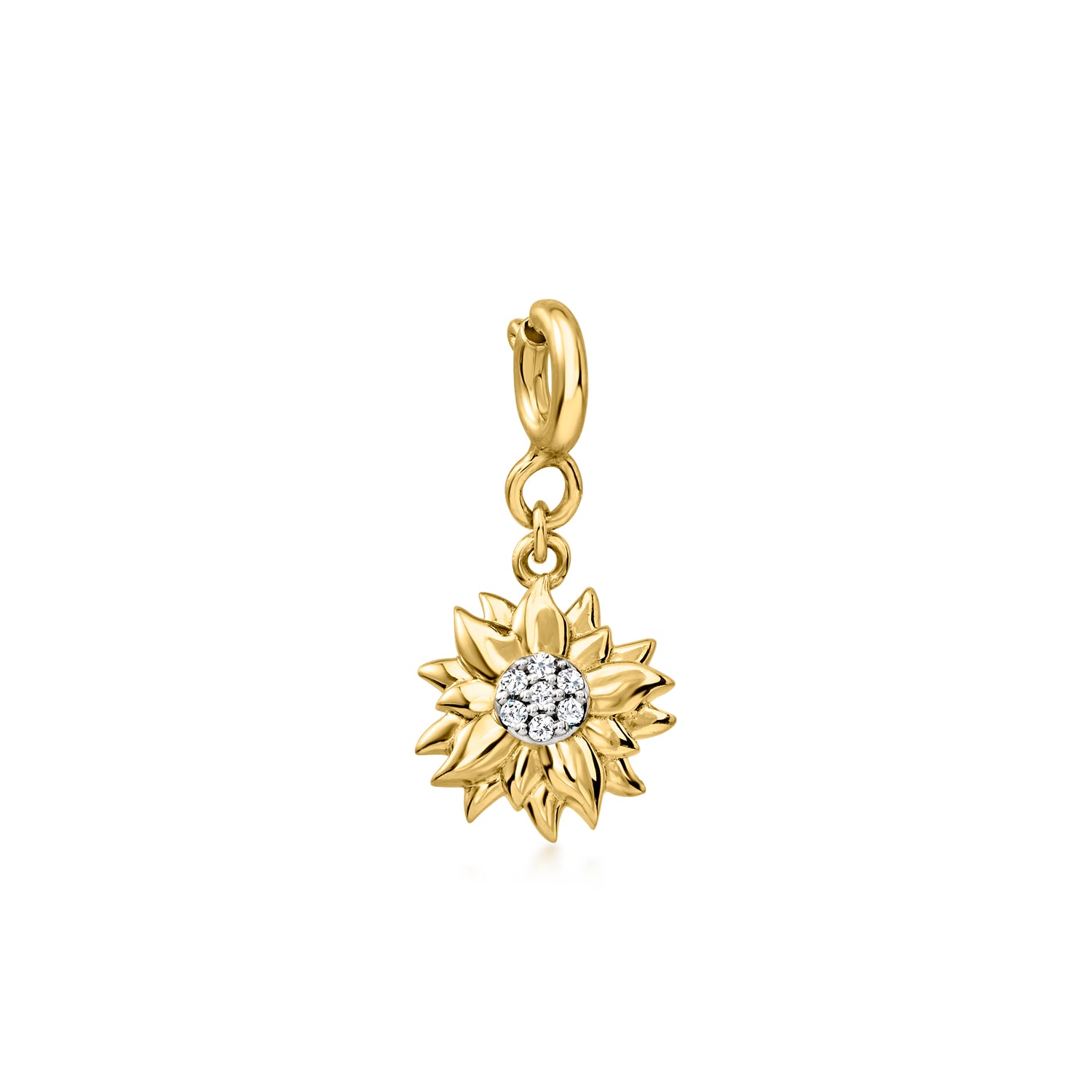 18kt Gold Over Sterling Sunflower Charm with Diamonds
