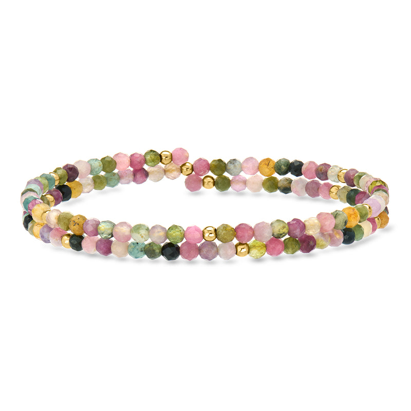 6.25 ct. t.w. Multicolored Tourmaline Wrap Bracelet with 14kt Yellow Gold