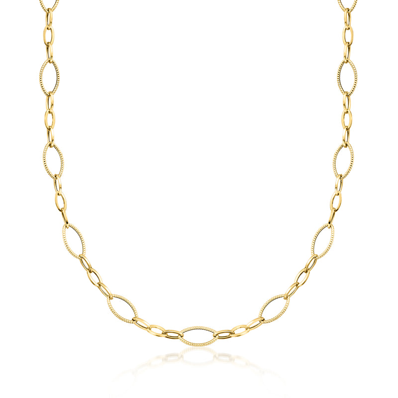 10kt yellow gold oval-link necklace with an oval link chain