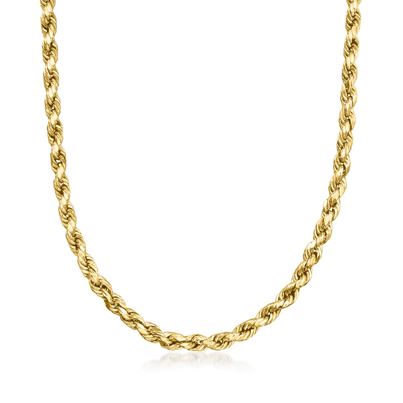 Vintage 10kt yellow gold rope-chain necklace with twisted rope links, no pendant.