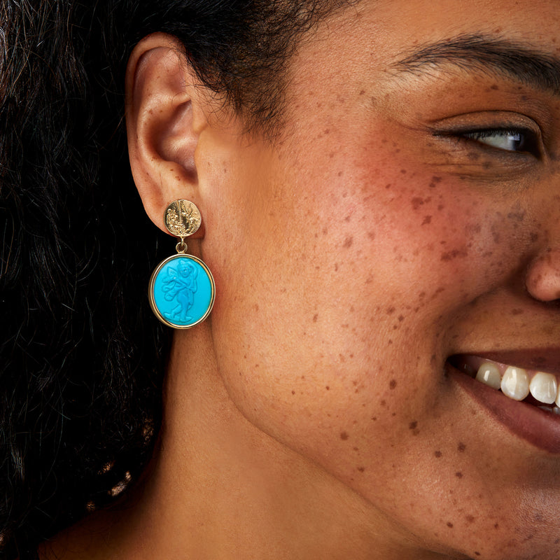 Italian Tagliamonte Magnesite Eros with Torch Drop Earrings in 18kt Gold Over Sterling