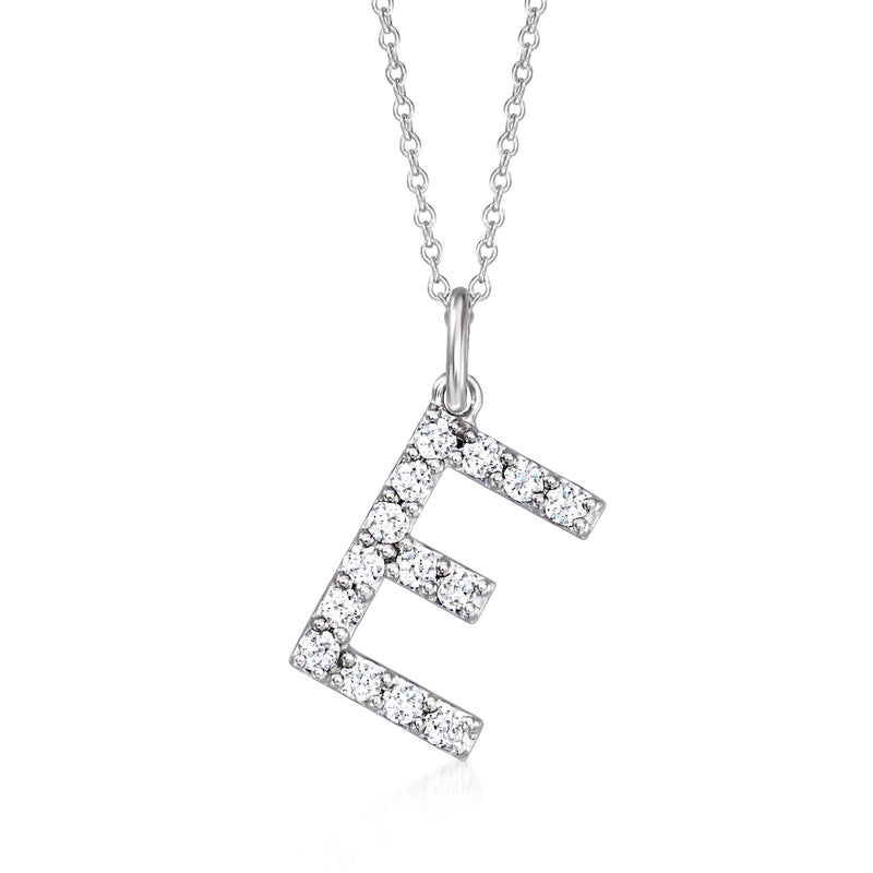 Sterling silver initial pendant necklace with lab-grown diamond E