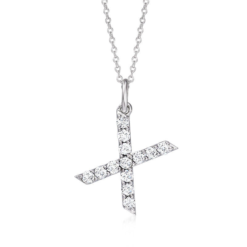 Sterling silver lab-grown diamond initial pendant necklace with letter X