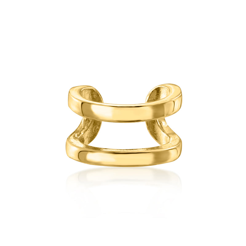 Gold over sterling single ear cuff, smooth polished chunky hoop