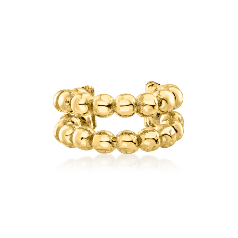 Gold over sterling two ear cuffs, chunky beaded ring design