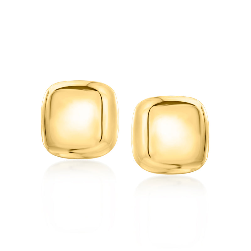Petite square stud earrings in 10kt yellow gold, polished finish, pair