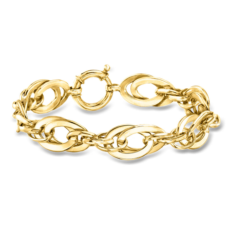 Gold-plated oval-link bracelet with rounded chain links