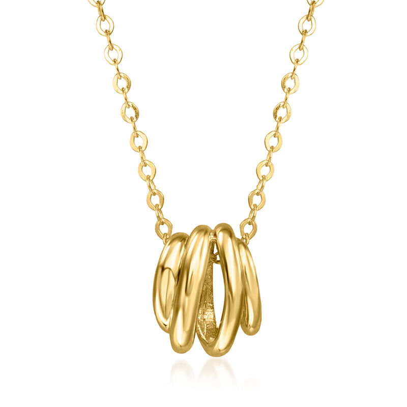 10kt yellow gold spiral pendant necklace with small triple spiral round pendant