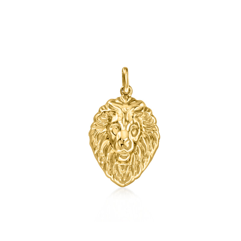 10k yellow gold lion head pendant with top loop bail