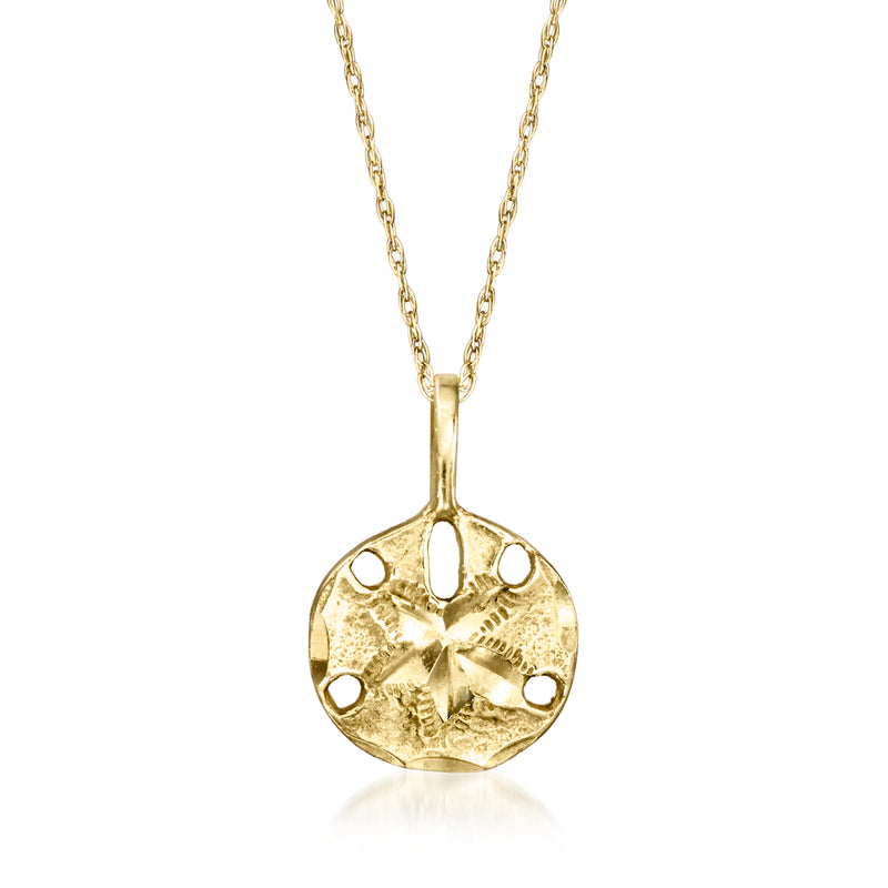 14kt yellow gold sand dollar pendant necklace with rope chain