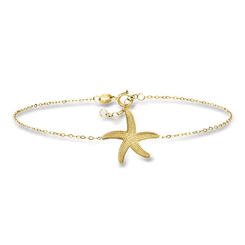 Italian 10kt yellow gold starfish bracelet with dangling starfish charm