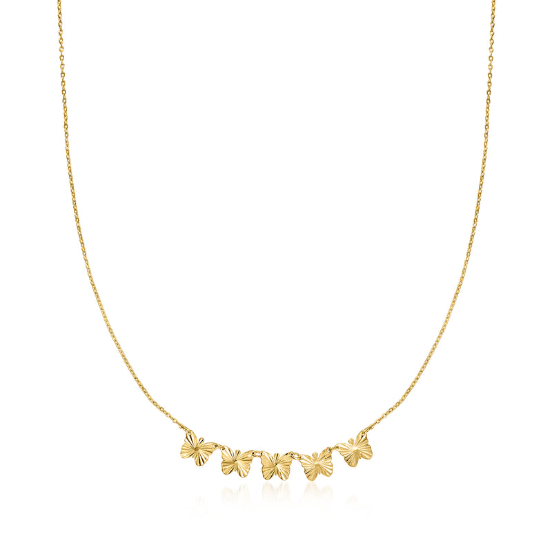 10kt yellow gold butterfly charm necklace with slim chain