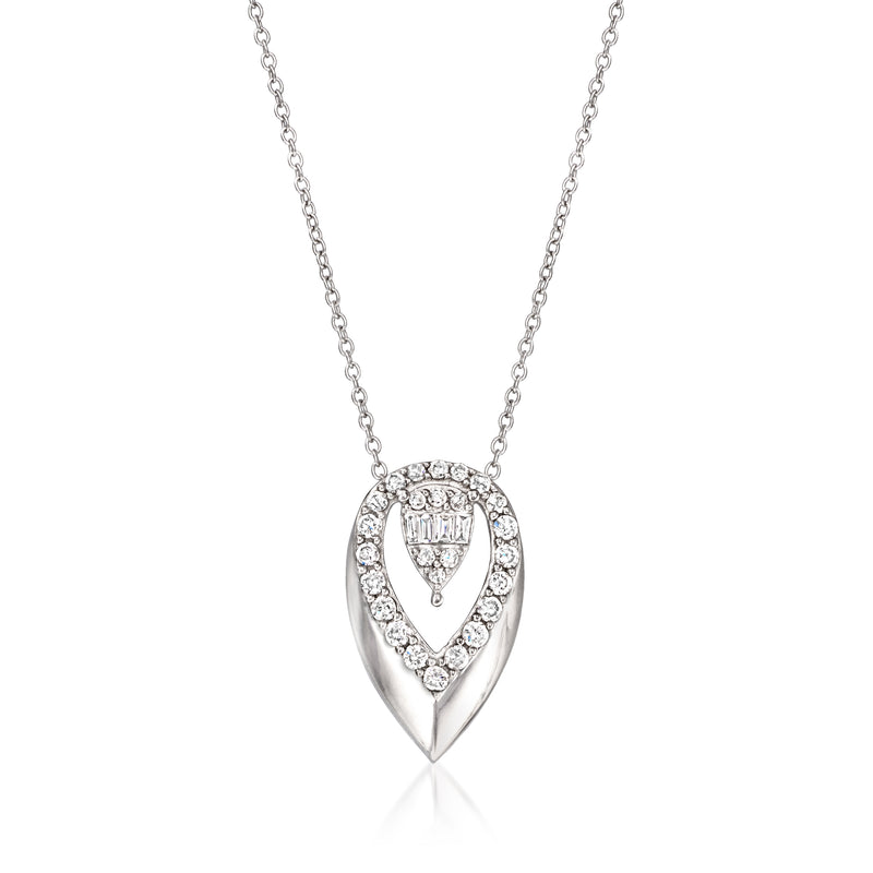 Vintage diamond teardrop pendant necklace in 14kt white gold