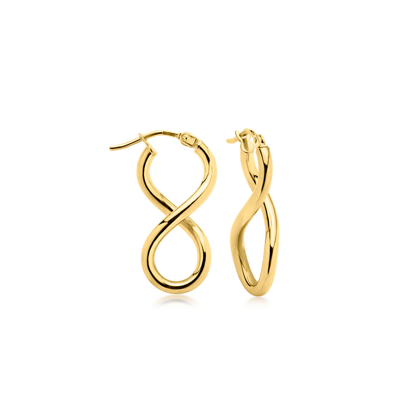 Italian 10kt yellow gold twisted hoop earrings, hinged style