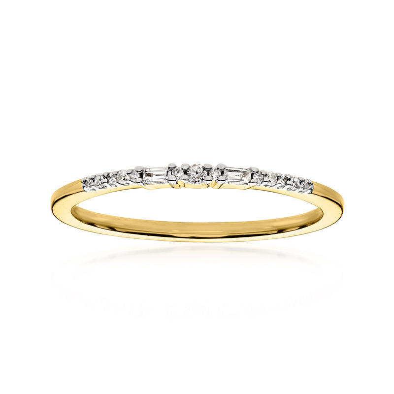 18kt gold over sterling diamond eternity band with round and baguette stones