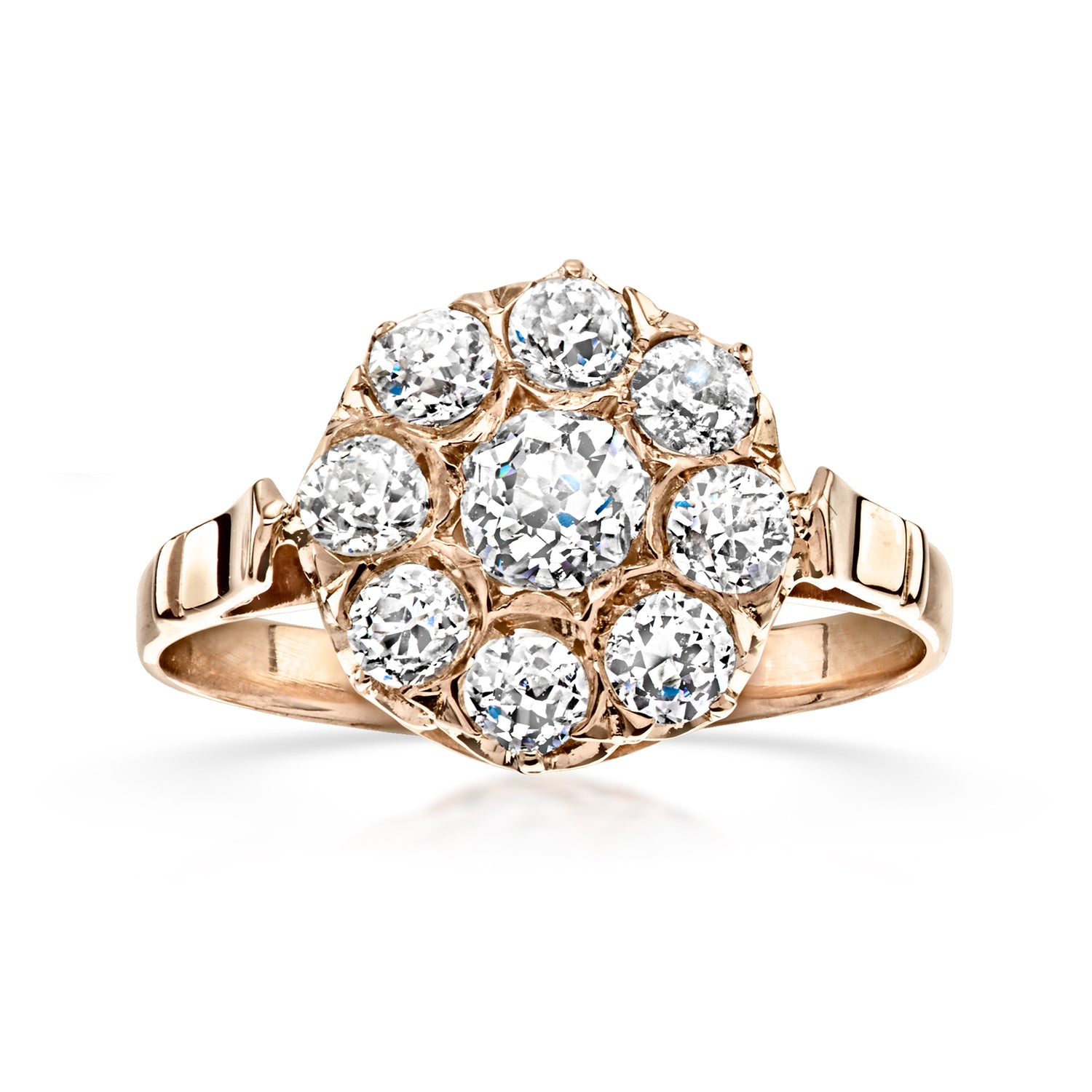 C. 1990 Vintage .89 ct. t.w. Diamond Flower Ring in 18kt Rose Gold