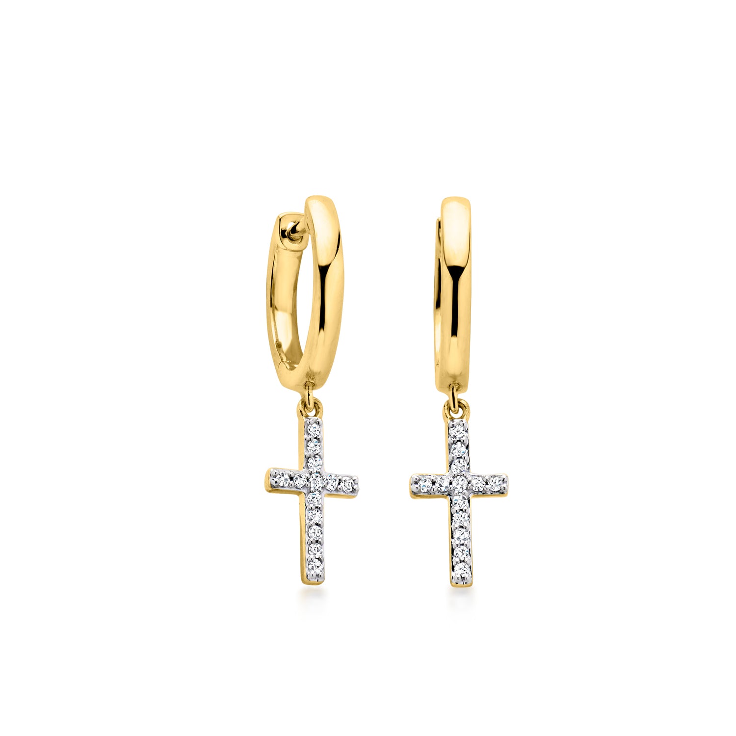 .10 ct. t.w. Diamond Cross Hoop Drop Earrings in 18kt Gold Over Sterling