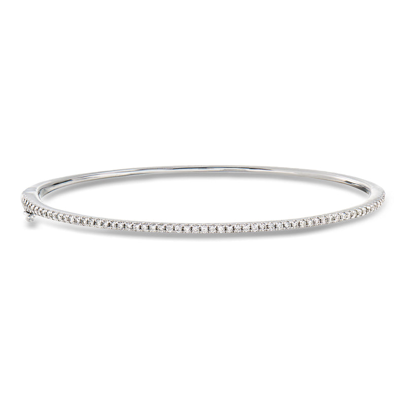 Diamond bangle bracelet in white gold with pavé-set diamonds