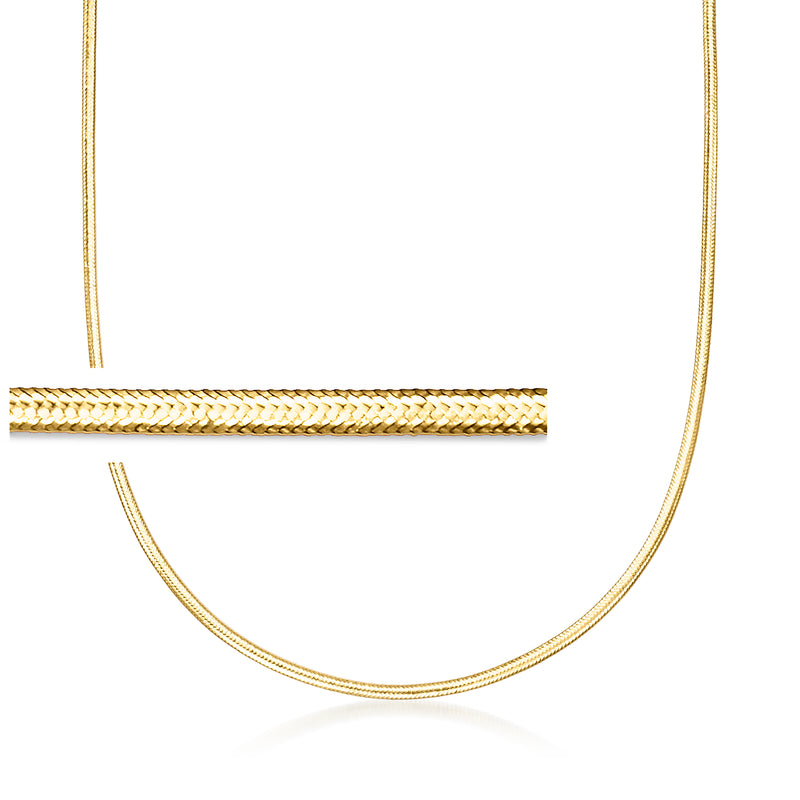 Thin 2mm gold rope flex necklace with small links, 18kt gold over sterling